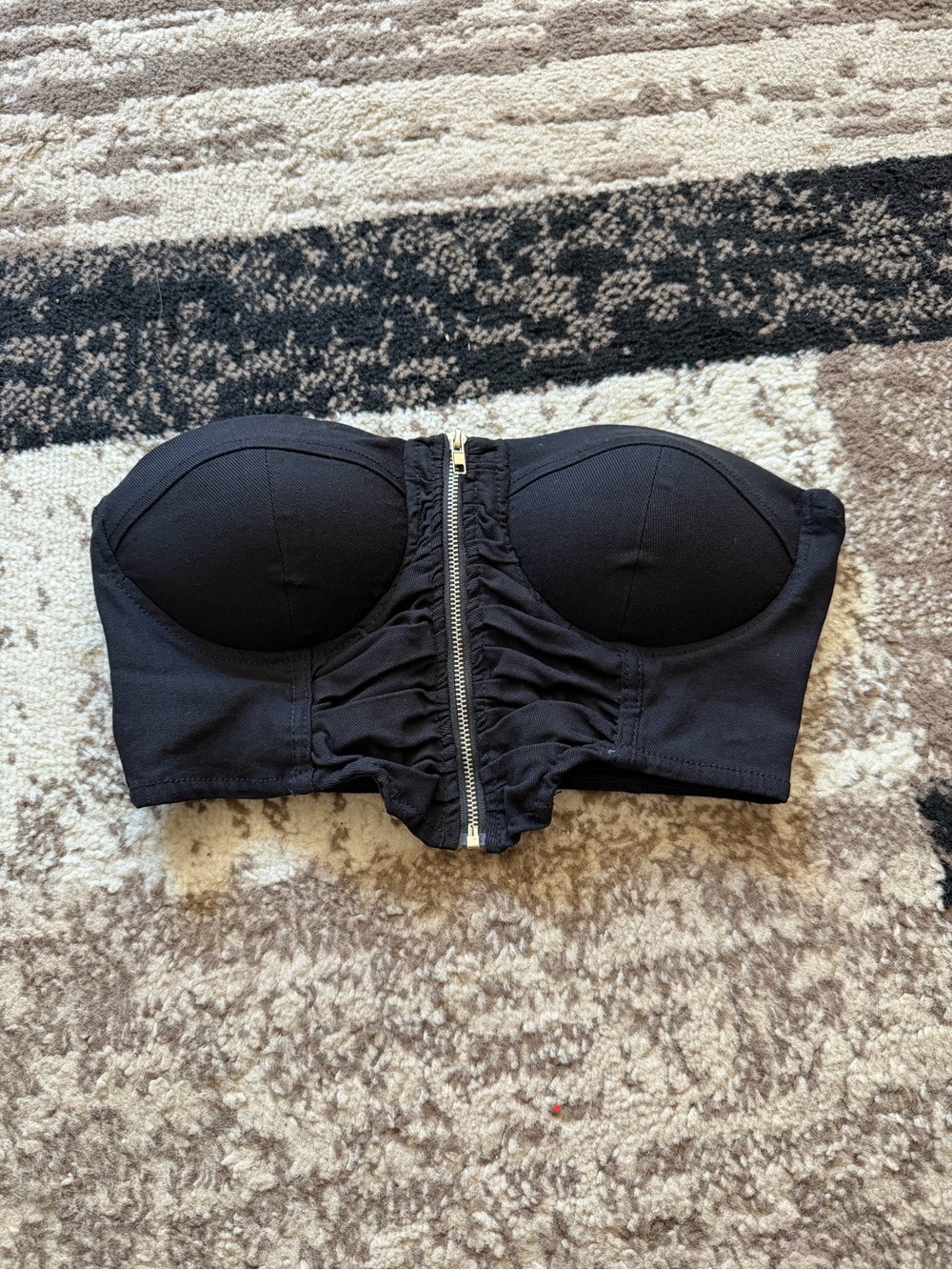 Women’s Haute Monde Black Strapless Crop Bustier with Front Zipper